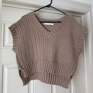 Altar'd State Taupe V-Neck Sweater Vest